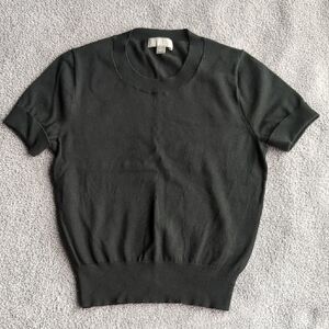 J. Crew Black Crewneck Short Sleeved Sweater Fine-Gauge Knit Size XS